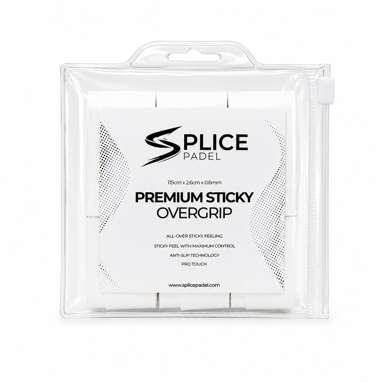 SPLICE PADEL PREMIUM STICKY OVERGRIP FLAT 3 PACK | WHITE